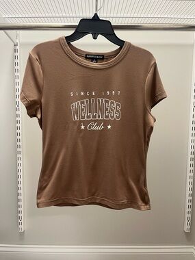 Brown 'Wellness Club' Short-Sleeve Stretchy Tee